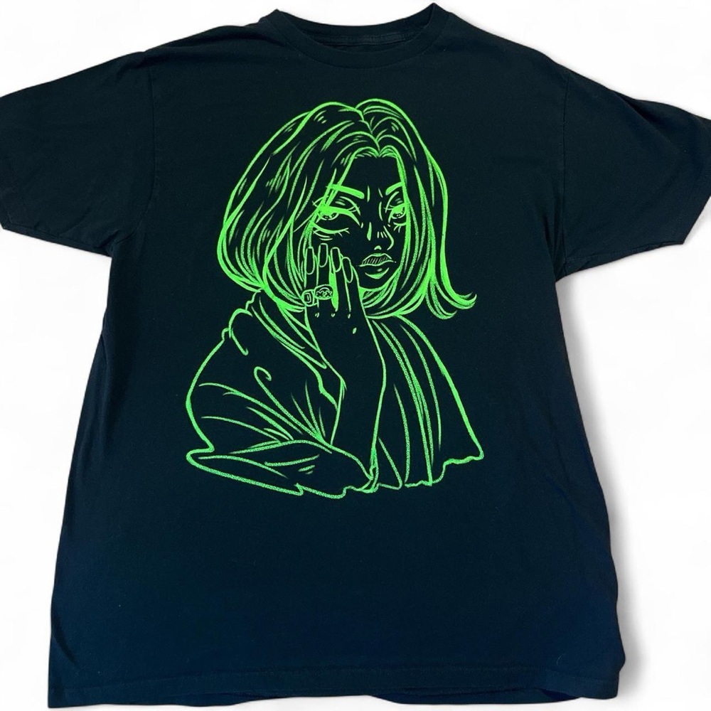 Billie Eilish Anime Sketch Oversized Girls T-Shirt